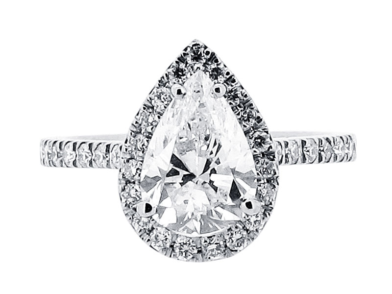 Pear Cut Diamond Halo Style Engagement Ring - ER 1528