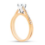 ER 1228 side-round solitaire offset scallop rose gold